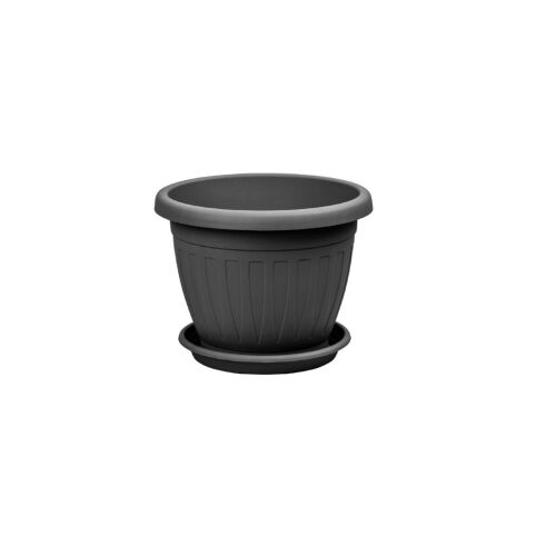 Virágcserép+Alátét Venecia 25cm Antracit 143806098
