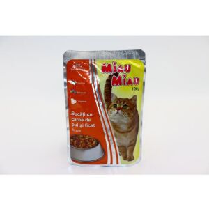 Miau Miau Nedves Macskaeledel 100g, Csirke &amp; Máj, Adult