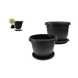 Virágcserép+Alátét Sara 30cm Antracit 143806566 - Kertépítés