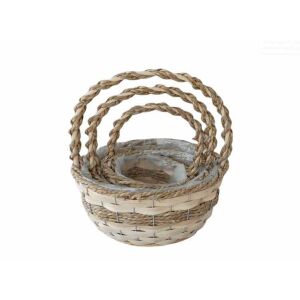 Fonott Füles Kosár Kerek Szett/3 54-201 - D26*H15/34cm 143806577 - Tárolódoboz & kosár