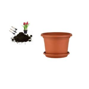 Virágcserép+Alátét Cilindro 25cm Terra 143806583 - Kertépítés