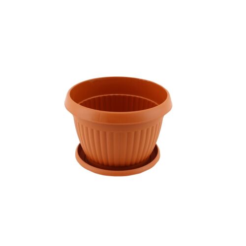 Bella Nr.5 Virágcserép alátéttel, 30cm, barna műanyag - Virágcserép