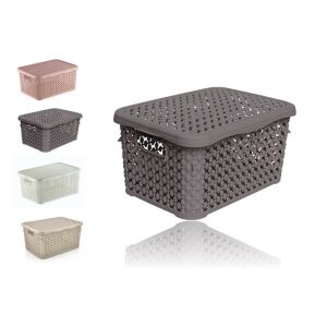 Kosár Szögletes Tetővel Rattan Hatású 1.25 Literes 143806937 - Tárolódoboz & kosár