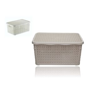 Kosár Szögletes Tetővel Rattan Hatású 30 Literes 143806951 - Tárolódoboz & kosár