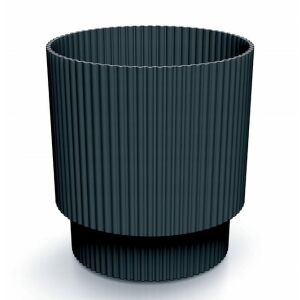 Antracit színű bordázott műanyag virágcserép 15,7x14,6 cm díszes Milly Round 143808774 - Kaspó
