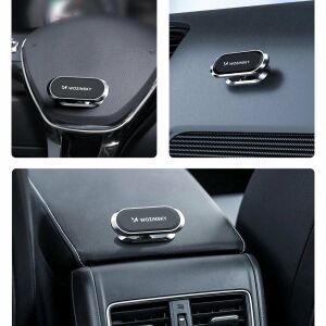 Öntapadós, mágneses, 360 fokban forgatható autó műszerfal tartó, ezüst színű 143814005 - Autós pohártartó