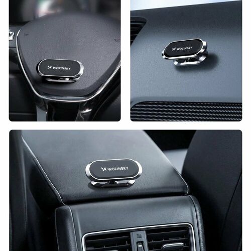 Öntapadós, mágneses, 360 fokban forgatható autó műszerfal tartó, ezüst színű 143814005