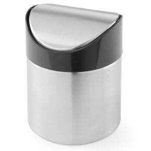 Asztali hulladékgyűjtő zsanéros fedéllel, rozsdamentes acél, 95 mm átmérő - Hendi 440711 143819152 - Dohányzás kiegészítő