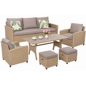 TECHNORATTAN kerti bútor szett: asztal, kanapé, fotel, MILANO pihenőgarnitúra