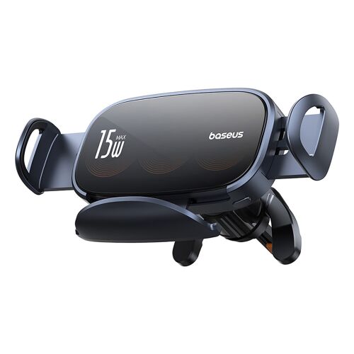 Autós hűtőrács-tartó háromtekercses indukciós töltővel - fekete