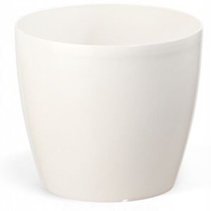 Krém színű műanyag cserép fedővel, 13,5 cm, Magnólia