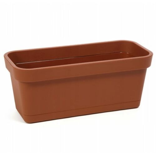 Téglavörös műanyag erkélyláda virágcserép 40x17cm lobelia csészével 143826750