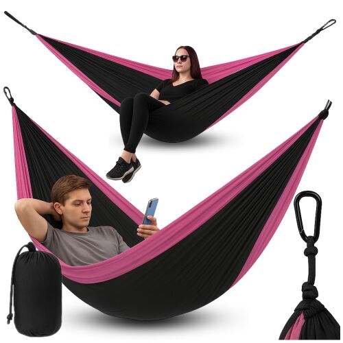 Hamak ogrodowy turystyczny dwuosobowy duży xxl kompaktowy survival zestaw