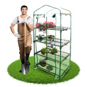 Mini szklarnia balkonowa ogrodowa 4 półki regał warzywniak piętrowy zielnik 143827245 - Kert