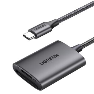 Ugreen USB-C kártyaolvasó SD és MicroSD kártyákhoz, szürke alumínium ház - USB kártyaolvasó