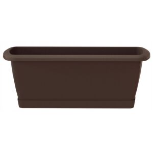 Barna műanyag erkélyláda virágcserép 39.2x18.4 cm Espana csészealjjal 143837481 - Balkonláda