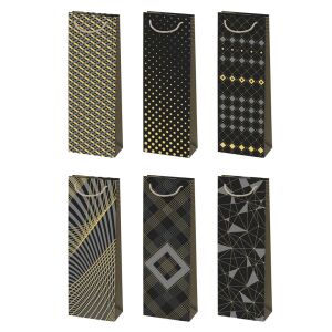 Mintás Black&amp;Gold papír italtáska 13x38x11 cm