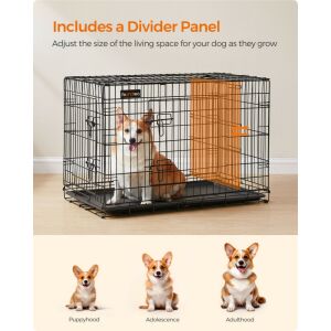 FEANDREA Kétajtós Összecsukható Kutyaketrec Elválasztó Panellel Fekete 143850819 - Kennel, ketrec, kalitka, kiegészítők