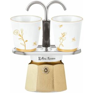 Bialetti MINI Express 2 személyes Kotyogós kávéfőző 2 db csészével - Fehér / Arany 143851617 - Bialetti