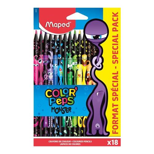 Színes ceruza készlet, háromszögletű, MAPED "Color`Peps Monster" 18 különböző szín 143855278