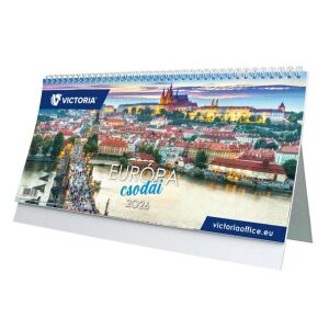 Naptár, asztali, álló, VICTORIA OFFICE "Európa Csodái" (2026 évi) 143855301 - Irodai kiegészítő