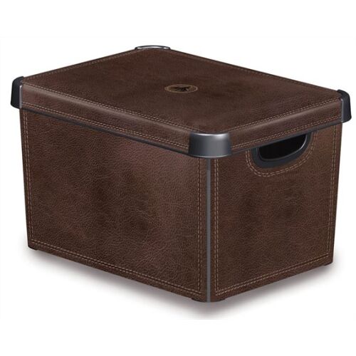 Tárolódoboz, tetővel, 22 l, bőrhatású, CURVER " Deco L" 143855320