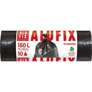 Szemeteszsák, 150 l, 10 db, 80x105 cm, 35 µ, ALUFIX, fekete 143855427 - Alufix