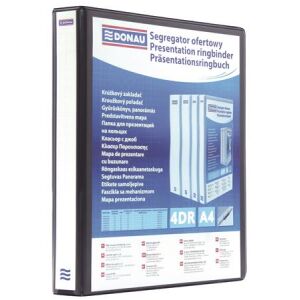 Gyűrűs könyv, panorámás, 4 gyűrű, D alakú, 20 mm, A4, PP, DONAU, fekete 143855457 - Gyűrűs mappa