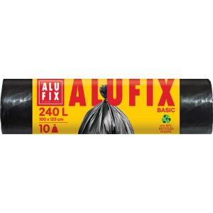 Szemeteszsák, 240 l, 10 db, 100x125 cm, 20 µ, ALUFIX "Economy", fekete 143855472 - Alufix