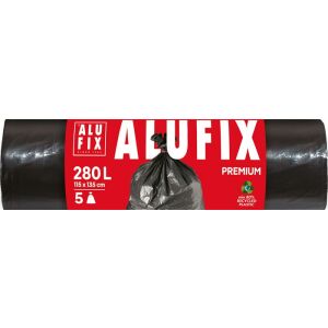 Szemeteszsák, 280 l, 5 db, 115x135 cm, 60 µ, ALUFIX, fekete 143855471 - Alufix