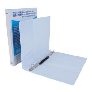 Gyűrűs könyv, panorámás, 4 gyűrű, D alakú, 37 mm, A4, PP, DONAU, fehér 143855502 - Iratrendezés