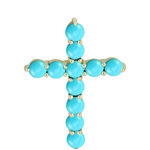 Kereszt Arannyal Bevont Ezüst Medál Csipkerózsika Türkizzel, Y62288 143860393 - Női kiegészítő