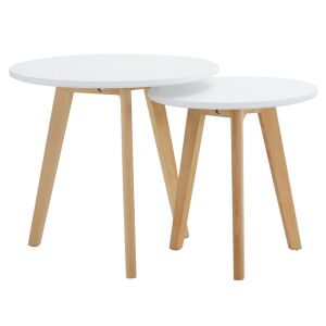 2 dohányzóasztal szett, fém, fehér/bükk, MALTO 2 NEW 143861908 - Dohányzóasztal
