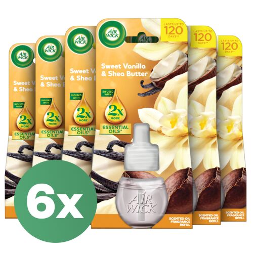 Air Wick Süße Vanille & Shea Butter Duftöl Nachfüller, 6er-Pack