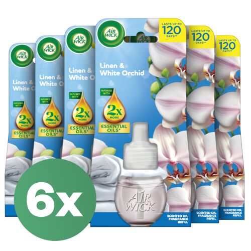 Air Wick Leinen & Weiße Orchidee Duftöl Nachfüller, 6er-Pack