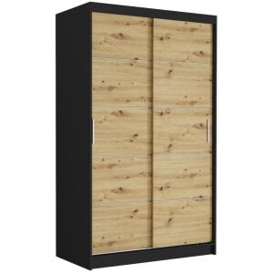 Tolóajtós gardróbszekrény VEGA IV. 120x200x60 - fekete, artisan