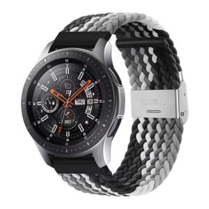 MYBANDZ Állítható fonott szövet óraszíj / fekete mintás / 20mm