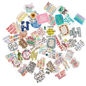 Motivációs matricakészlet, vinyl, 5,8cm, 50 db/csomag, világos színek 143866090 - Matrica, mágnes