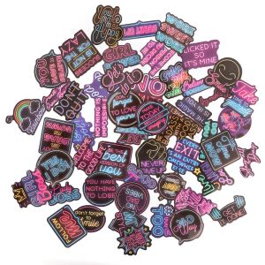 Motivációs matricakészlet, vinyl, 5,8cm, 50 db/csomag, neon 143866094 - Matrica, mágnes