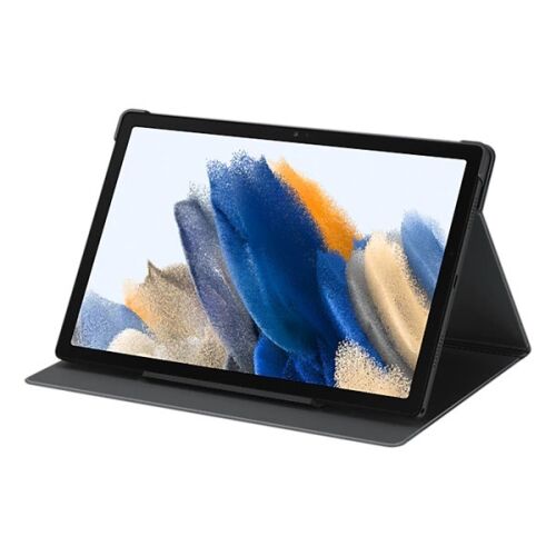 Samsung Galaxy Tab A8 szürke Book Coverben, álló módban 