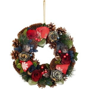 MagicHome karácsonyi koszorú, piros, kék, 30 cm 143866631 - Ajtódísz