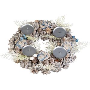 MagicHome karácsonyi adventi koszorú, kék, fehér, 30 cm 143866638 - Koszorú