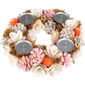 MagicHome karácsonyi adventi koszorú, rózsaszín, narancssárga, 30 cm 143866671 - Koszorú