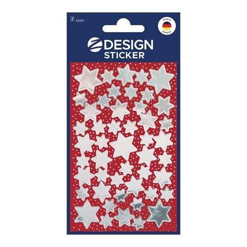 Ablakmatrica,  2 ív, 76x120 mm, AVERY ZWECKFORM, "Z-Design No.52812", ezüst csillagok 146447340
