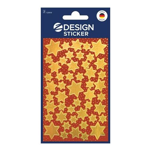 Ablakmatrica, 2 ív, 76x120 mm, AVERY ZWECKFORM, "Z-Design No.52806", arany csillagok
