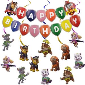 Sada narodeninových bannerov s 12 závesnými dekoráciami Psia hliadka Sunsk, viacfarebná, kartónová, 18 x 20 cm 143880202 - Párty dekorácie