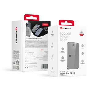 MagSafe kompatibilis külső akkumulátor Forcell F-Energy SuperSlim F10K8 QC4.0 PD3.0 15W 10000 mAh szürke 143880578 - Forcell