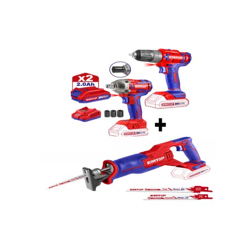 Promóciós csomag: Szablyafűrész + 2 db ütvefúró + 2 db 2.0AH akkumulátor + töltő 143881164
