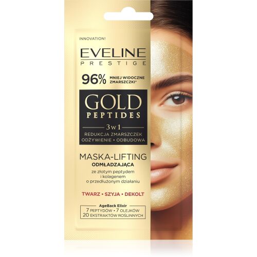 EVELINE Gold Peptides Maska-lifting odmładzająca 3w1 arcra, nyakra és dekoltázsra 8 ml