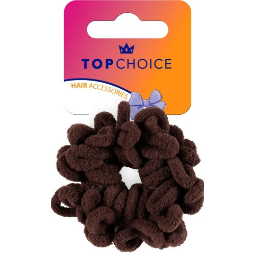 TOP CHOICE Gumka frotka do włosów - brązowa (20605) 143941392